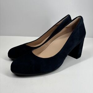 Abeo Tempo Women's US 9.5 Navy Blue Suede Block Heel Pump Orthotic Comfort Shoes